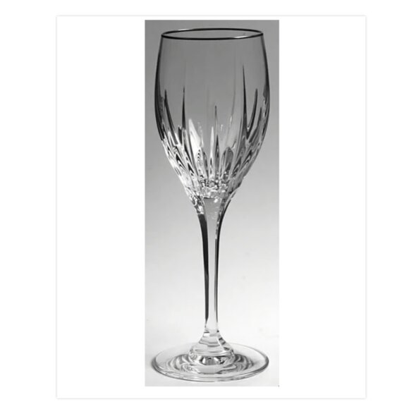 Mikasa Arctic Lights Platinum Rim Crystal Goblet Glasses Set of 2 NIB - Picture 3 of 3